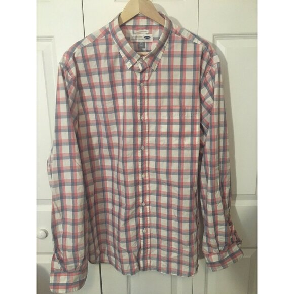 Old Navy The Classic Shirt Sz XXL Pink/gray Plaid Mens - Picture 1 of 5